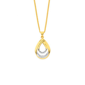 9ct+Two+Tone+Swirl+Diamond+Pendant