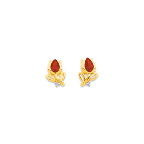 9ct+Created+Ruby+with+Diamond+Tulip+Studs