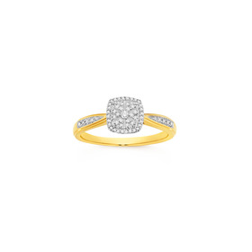 9ct%2C+Diamond+Cushion+Cluster+Ring