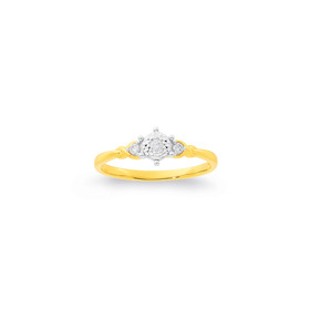 9ct+Set+3+Stone+Diamond+Ring+with+Shoulder+Twist