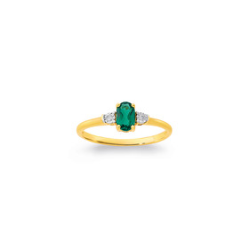 9ct-Created-Emerald-Diamond-Ring on sale