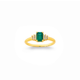9ct-Created-Emerald-Diamond-Ring on sale