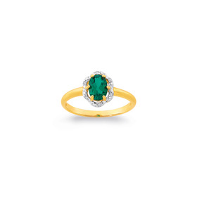9ct-Created-Emerald-Diamond-Ring on sale