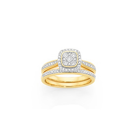 9ct-Diamond-Cushion-Shaped-Bridal-Set on sale