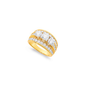 Alora-10ct-Gold-3-Carats-TW-Lab-Grown-Diamond-Three-Row-Trilogy-Band on sale