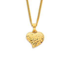 9ct%2C+Diamond+Cut+Asymmetrical+Heart+Pendant