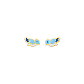 9ct+Enamel+Bluebird+Stud+Earrings