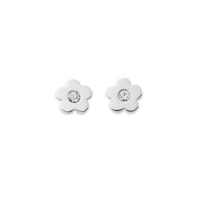 Sterling-Silver-Cubic-Zirconia-Flower-Studs on sale