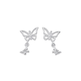 Sterling+Silver+Cubic+Zirconia+2+Butterflies+Studs
