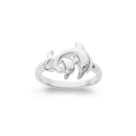 Sterling+Silver+Double+Dolphins+Ring+Size+M