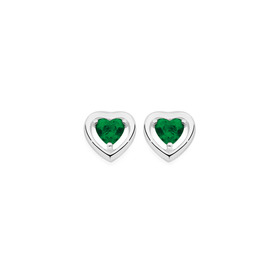 Silver-Green-Glass-Heart-Polish-Frame-Studs on sale