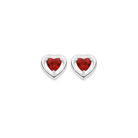 Silver-Red-Glass-Heart-Polish-Frame-Studs on sale