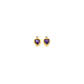 9ct+Amethyst+and+Diamond+Studs