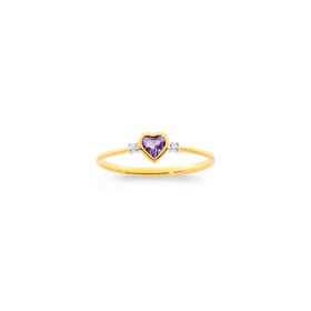 9ct+Amethyst+and+Diamond+Ring