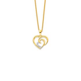 9ct-Diamond-Double-Heart-Pendant on sale