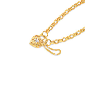 9ct-19cm-Oval-Belcher-Bracelet-with-Flower-Padlock on sale