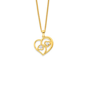 9ct-Two-Tone-Diamond-Intertwined-Heart-Pendant on sale