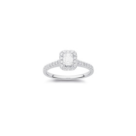 14ct-White-Gold-Element-Lab-Grown-Diamond-Emerald-Cut-Ring on sale