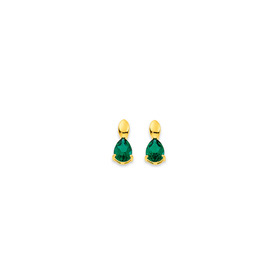 9ct-Created-Emerald-Pear-Cut-Stud-Earrings on sale
