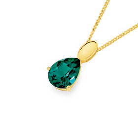 9ct-Created-Emerald-Pear-Cut-Pendant on sale