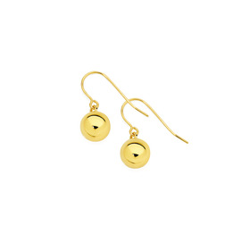 9ct-8mm-Polished-Ball-Hook-Drop-Earrings on sale