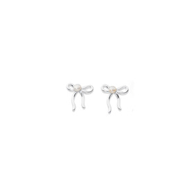 Sterling-Silver-Freshwater-Pearl-Ribbon-Bow-Studs on sale