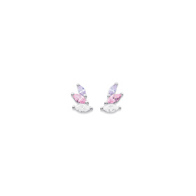 Sterling-Silver-3-Stone-Cubic-Zirconia-Marquise-Earrings on sale