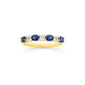 9ct-Created-Sapphire-Diamond-Ring on sale