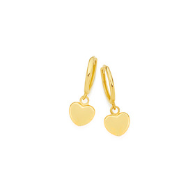9ct-Polished-Hollow-Heart-Drop-Huggie-Earrings on sale