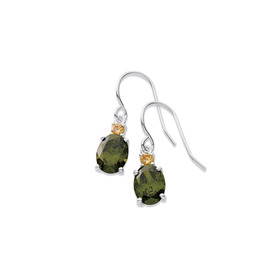 Sterling-Silver-Olive-Champagne-Cubic-Zirconia-Drop-Earrings on sale