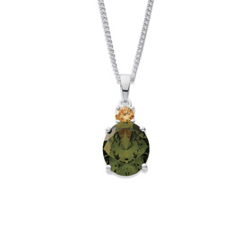 Sterling-Silver-Olive-Champagne-Cubic-Zirconia-Pendant on sale