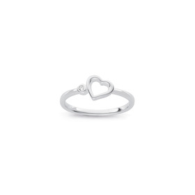 Sterling-Silver-Cubic-Zirconia-Offset-Open-Heart-Ring on sale