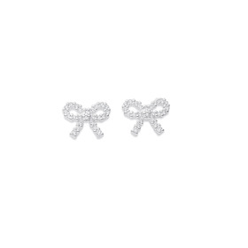 Sterling-Silver-Cubic-Zirconia-Claw-Set-Bow-Studs on sale