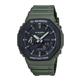 G-Shock-Gents-AnalogueDigital-BlackGreen-Watch-GA2110SU-3A on sale