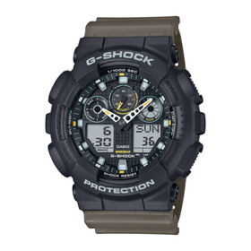 G-Shock-Gents-BlackKhaki-AnalogueDigital-Watch-GA100TU-1A3 on sale