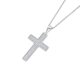 Sterling-Silver-Cubic-Zirconia-Pave-Set-Gents-Cross-Pendant on sale