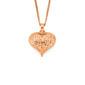 9ct-Rose-Gold-15mm-Puff-Heart-Pendant on sale