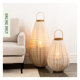 Design-Republique-Aspyn-Bamboo-Lantern-White on sale