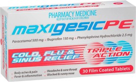 Maxigesic-PE-Cold-Flu-Sinus-Relief-Triple-Action-30-Tablets on sale