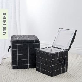 Solace-Square-Charcoal-Grid-2-Pc on sale