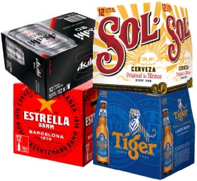 Asahi-Super-Dry-12-x-330ml-Cans-Estrella-Damm-Sol-Mexican-Lager-or-Tiger-Beer-12-x-330ml-Bottles on sale