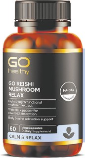 NEW+GO+Healthy+GO+Reishi+Mushroom+Relax+60+VegeCapsules