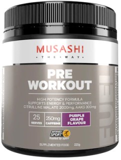 Musashi-Pre-Workout-Grape-225g on sale