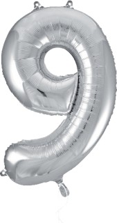 Party-Creator-Foil-Number-9-Silver-Balloon-86cm on sale