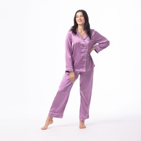 Satin+Long+Purple+PJ+Set