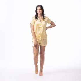 Satin+Short+Lemon+PJ+Set