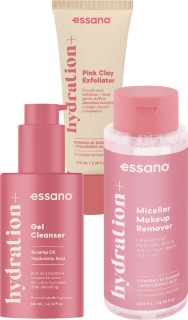 Essano+Hydration+%2B+Gel+Cleanser+140ml%2C+Exfoliator+100ml+or+Micellar+Water+400ml