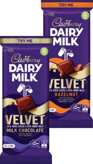 NEW-Cadbury-Velvet-Chocolate-Block-150g on sale