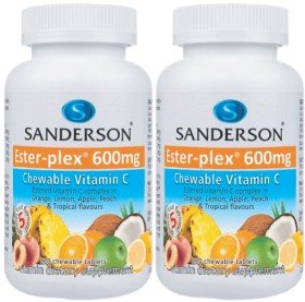 Sanderson+Ester-plex+Vitamin+C+600mg+5+Fruit+Flavours+Chewable+220+Tablets