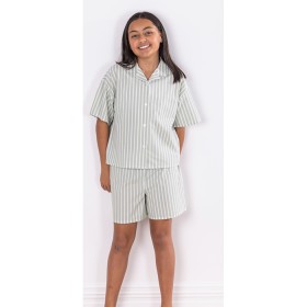 Kids+100%25+Cotton+PJ+Set+-+Green+Striped